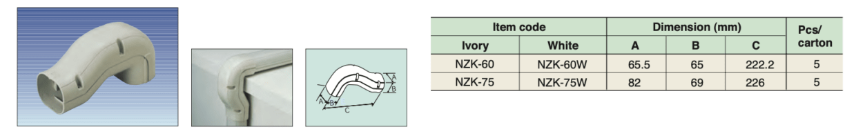 NZK75 T Corner Elbow (Ivory) 75mm