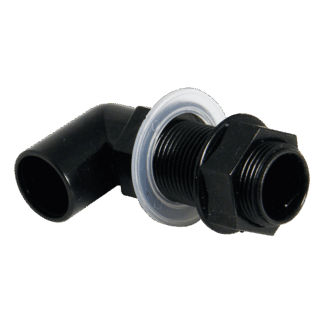 Tank Connector Bent Overflow PVC Black/White 21.5mm