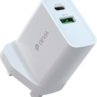 Power Adaptor 20w Dual Type-C 3Pin UK White Devia
